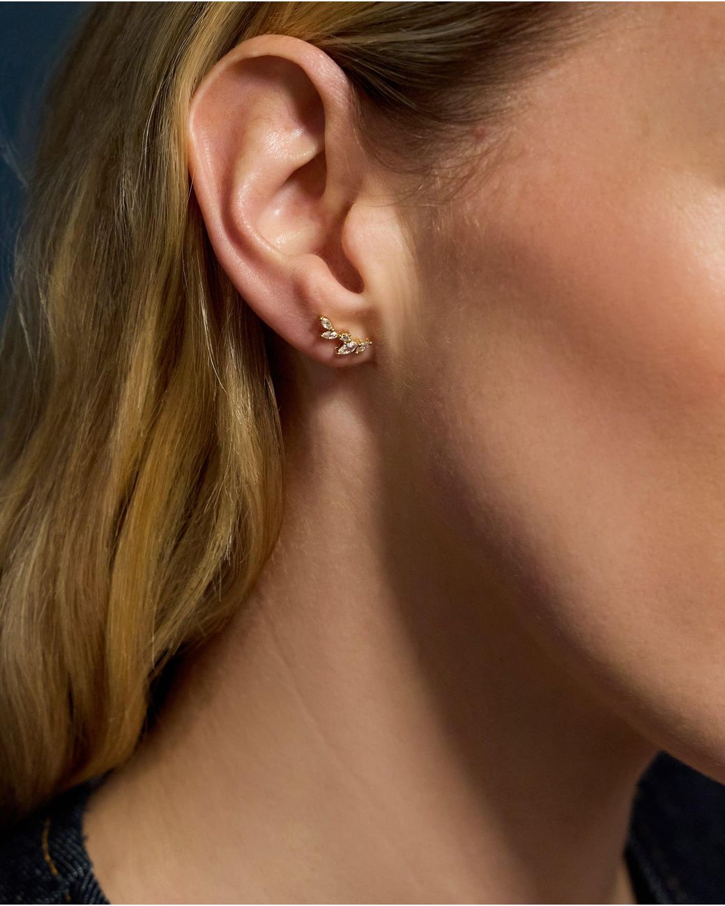 Accessorize Natural 14Ct-Plated Mini Climber Stud Earrings