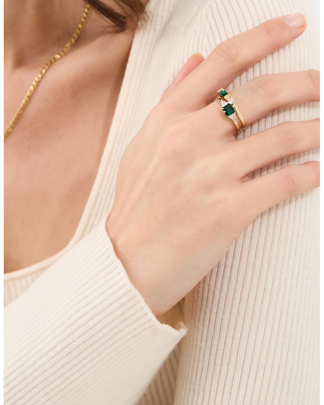 Accessorize Metallic 2-Pack Cubic Zirconia Rings