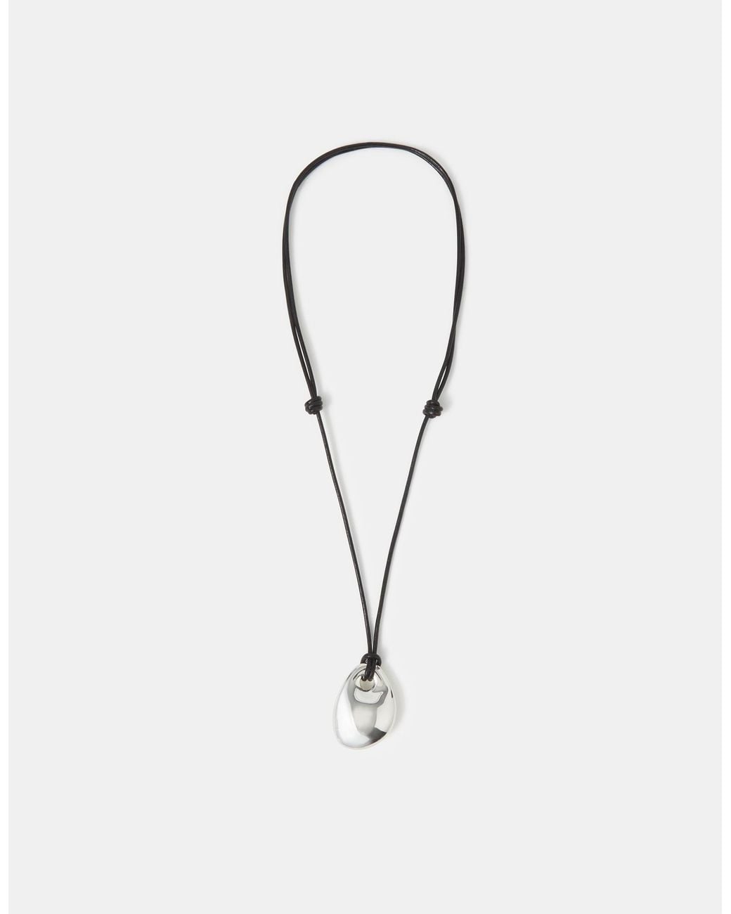 Accessorize White Sterling-Plated Leather Cord Pendant Necklace