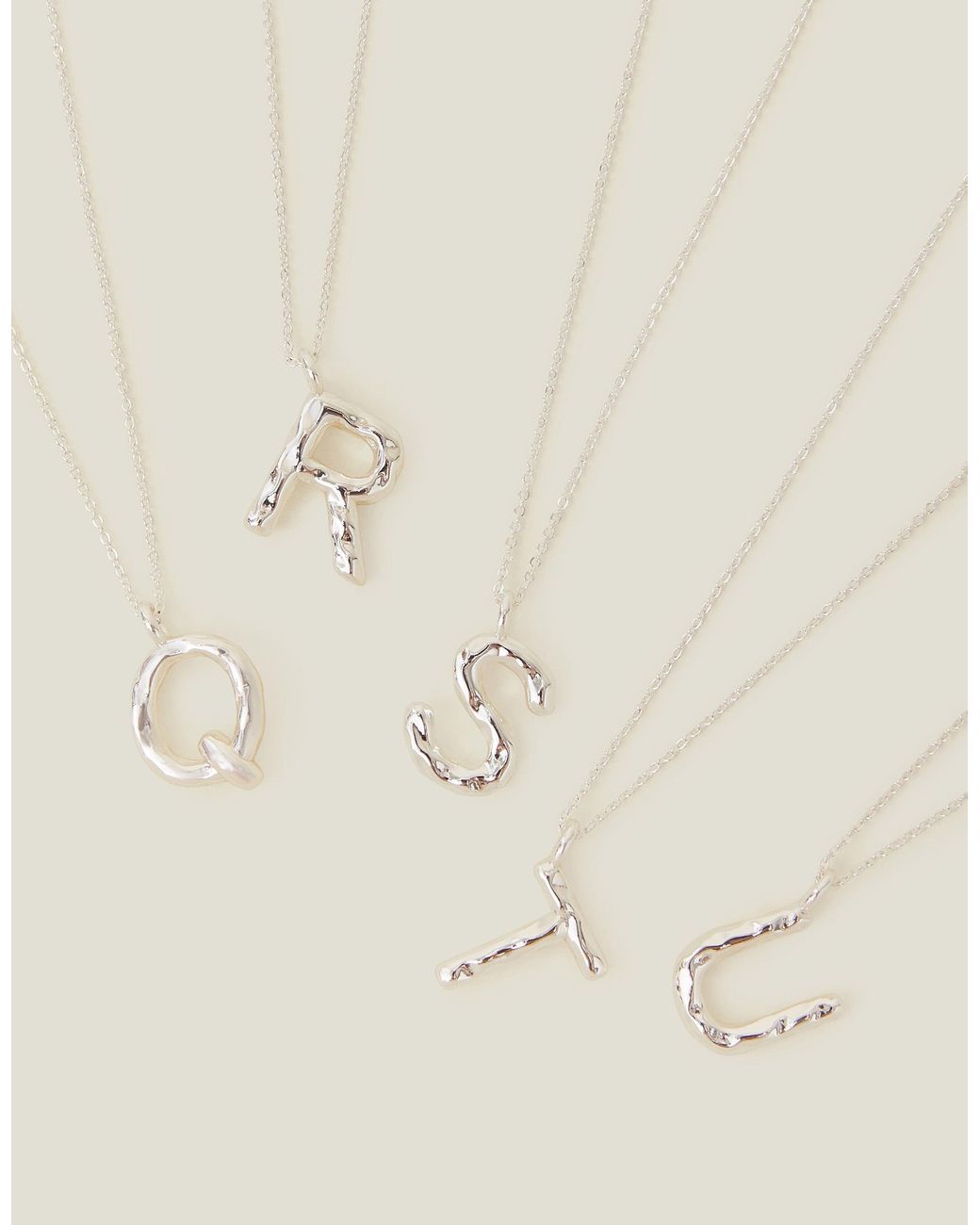 Accessorize White Sterling-Plated Molten Initial Pendant Necklace