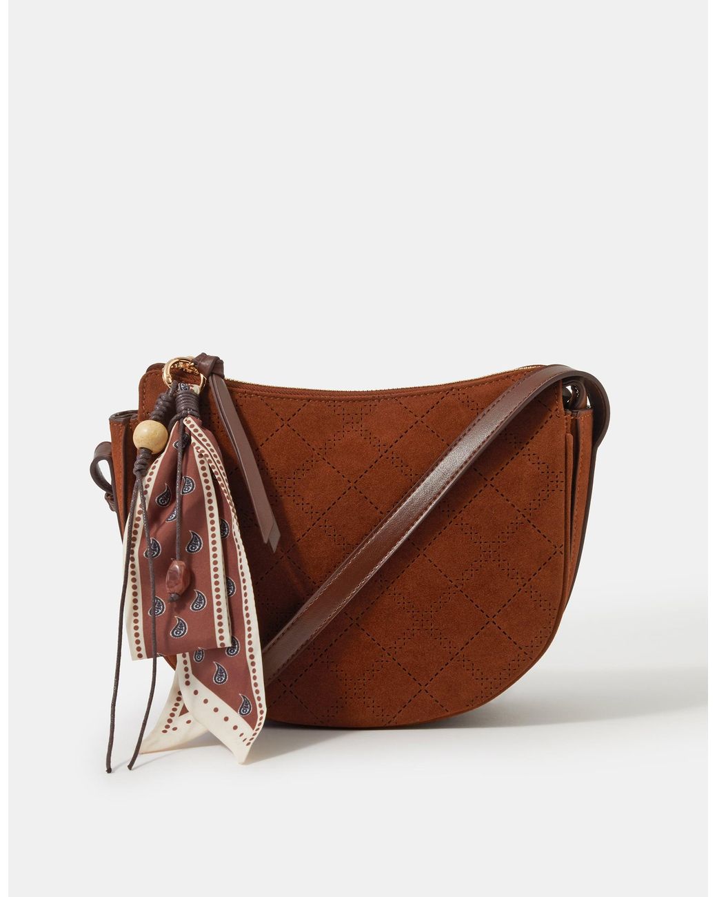 Accessorize Brown Faux Suede Scarf Crossbody Bag