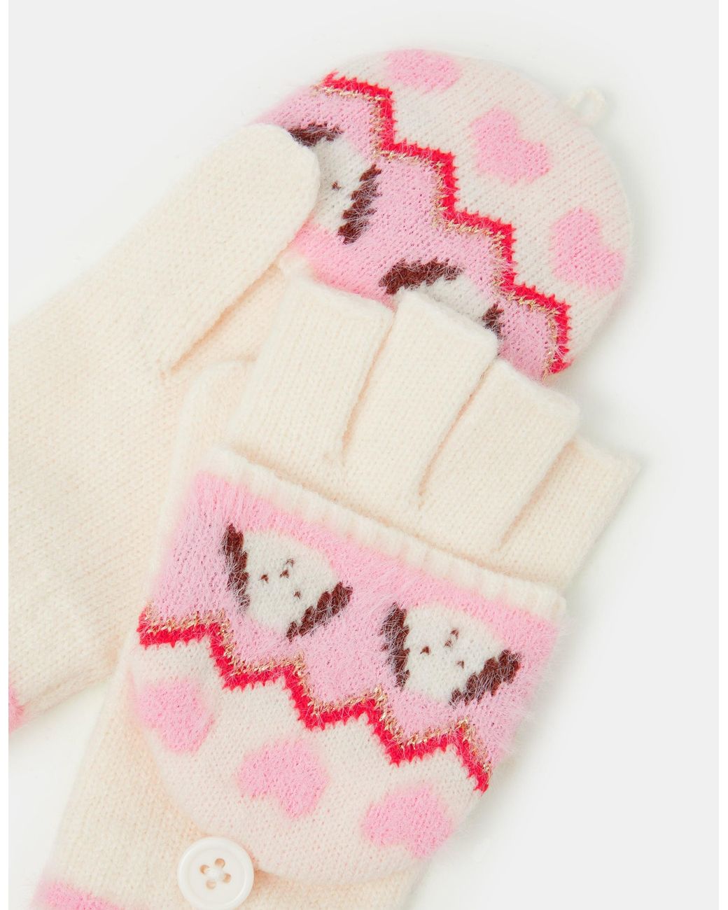 Accessorize Pink Dog Fair Isle Fingerless Gloves