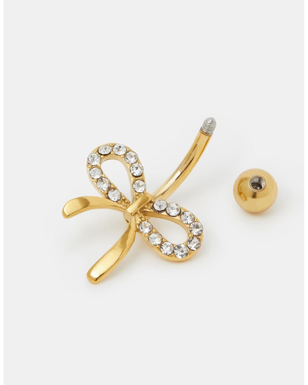 Accessorize Metallic 14Ct-Plated Surgical Steel Bow Belly Bar