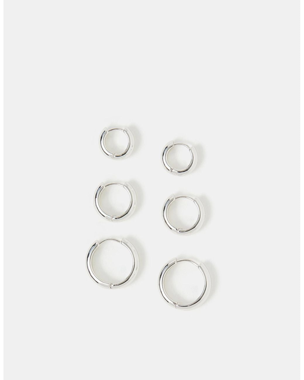 Accessorize Black 3-Pack Sterling-Plated Hoop Earrings