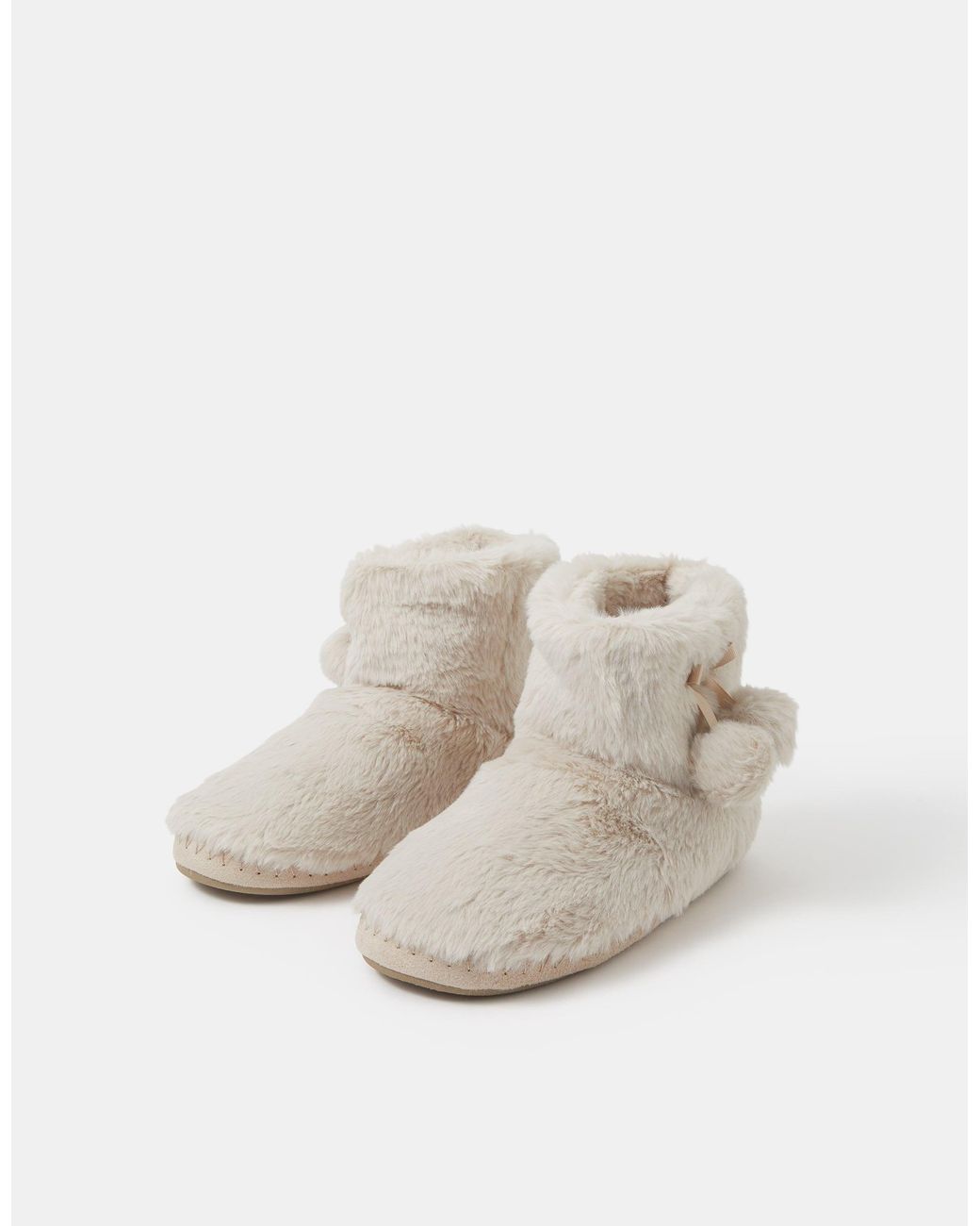 Accessorize White Faux Fur Boot Slippers