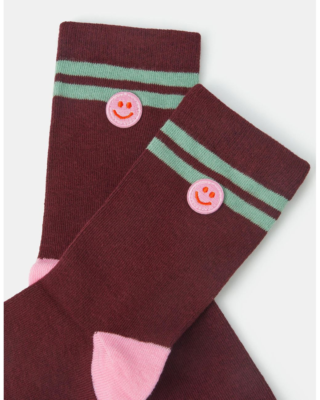 Accessorize Red Happy Face Varsity Socks