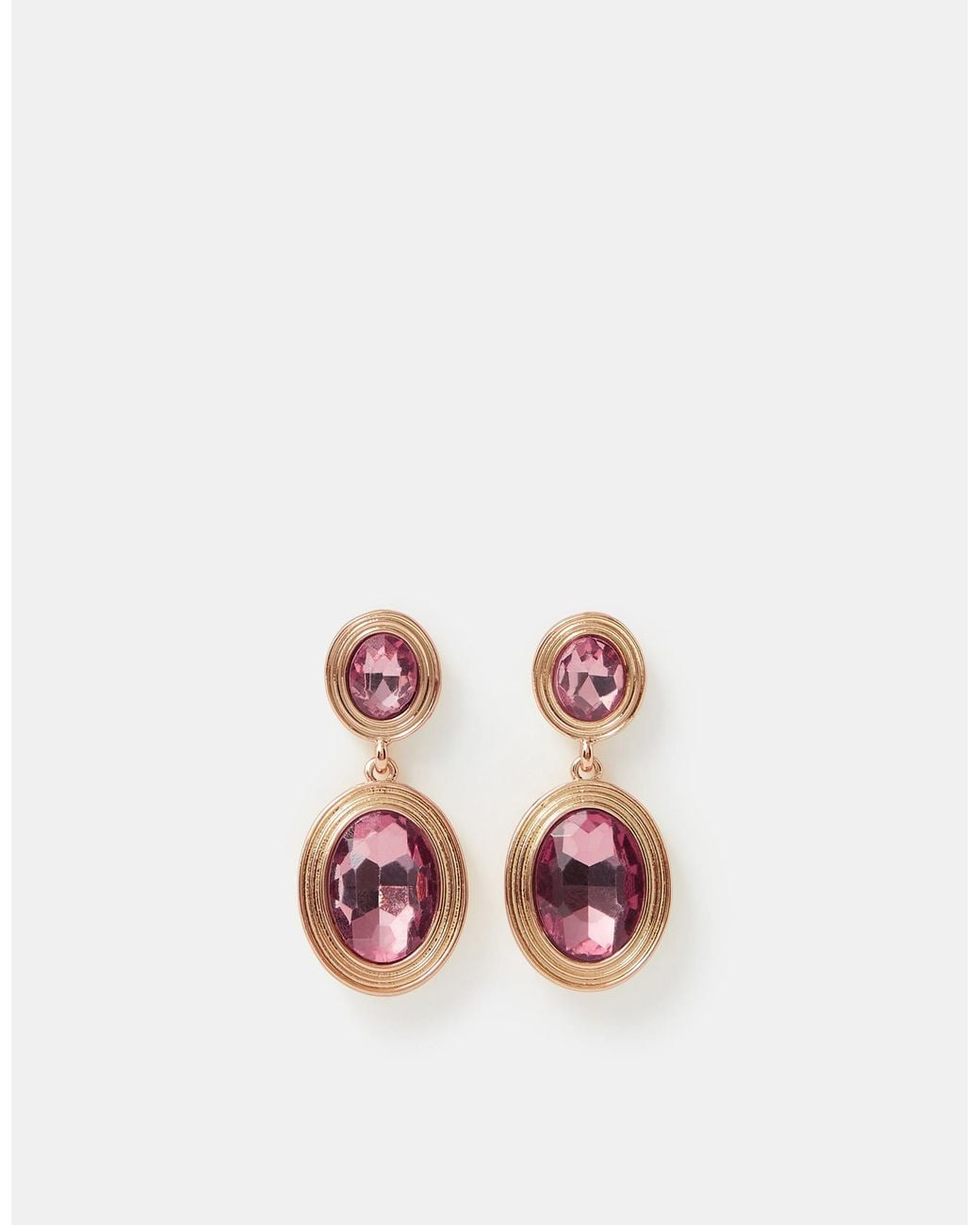 Accessorize Pink Oval Jewel Drop Earrings