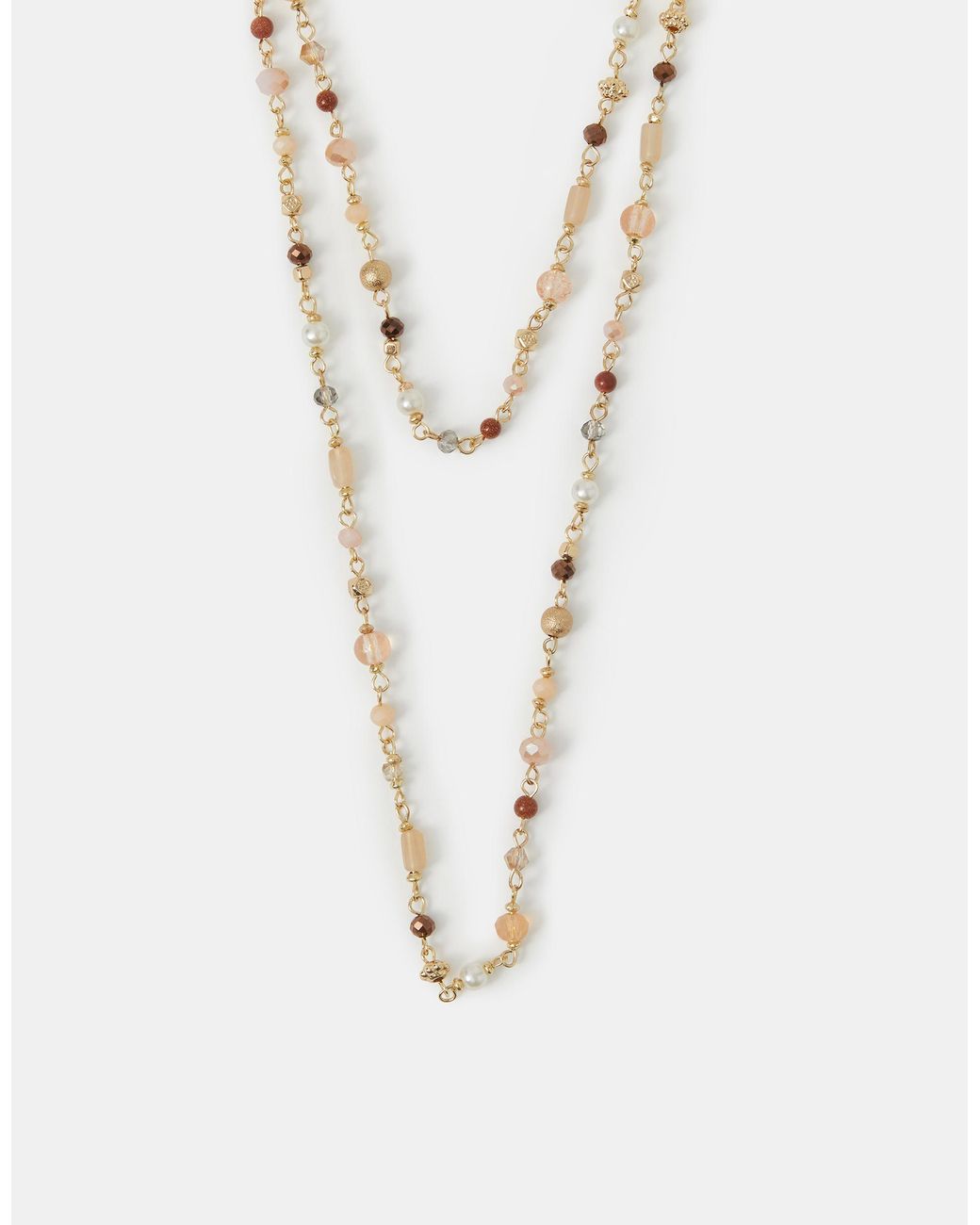 Accessorize White Long Bead Chain Necklace
