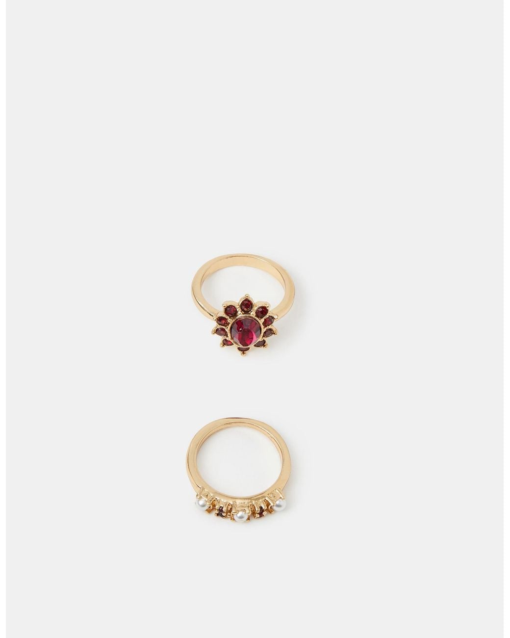 Accessorize White 2-Pack Gemtstone Pearl Rings