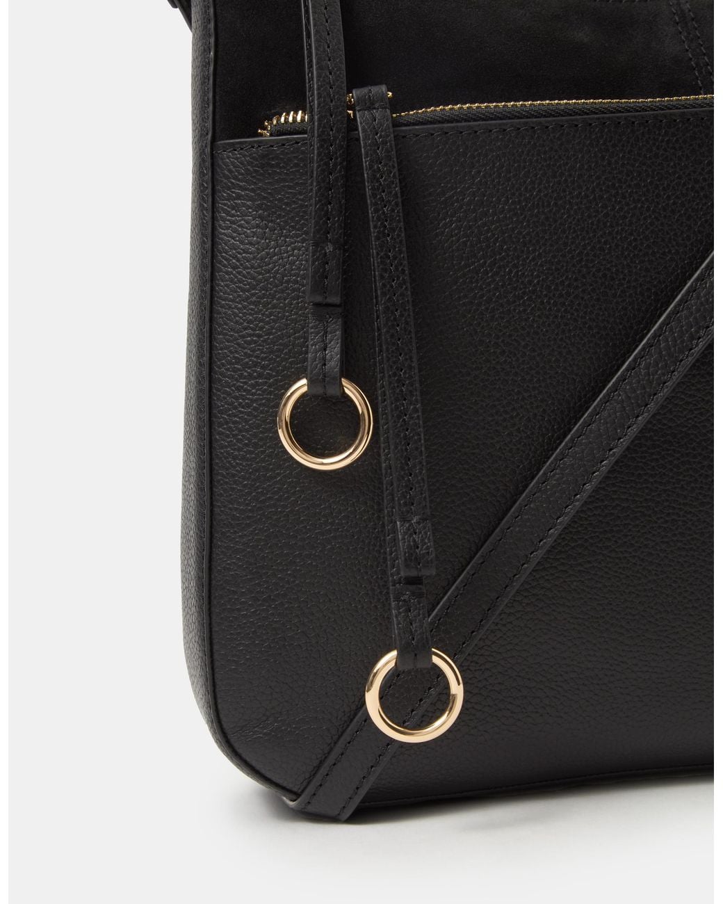 Accessorize Black Leather Messenger Crossbody Bag