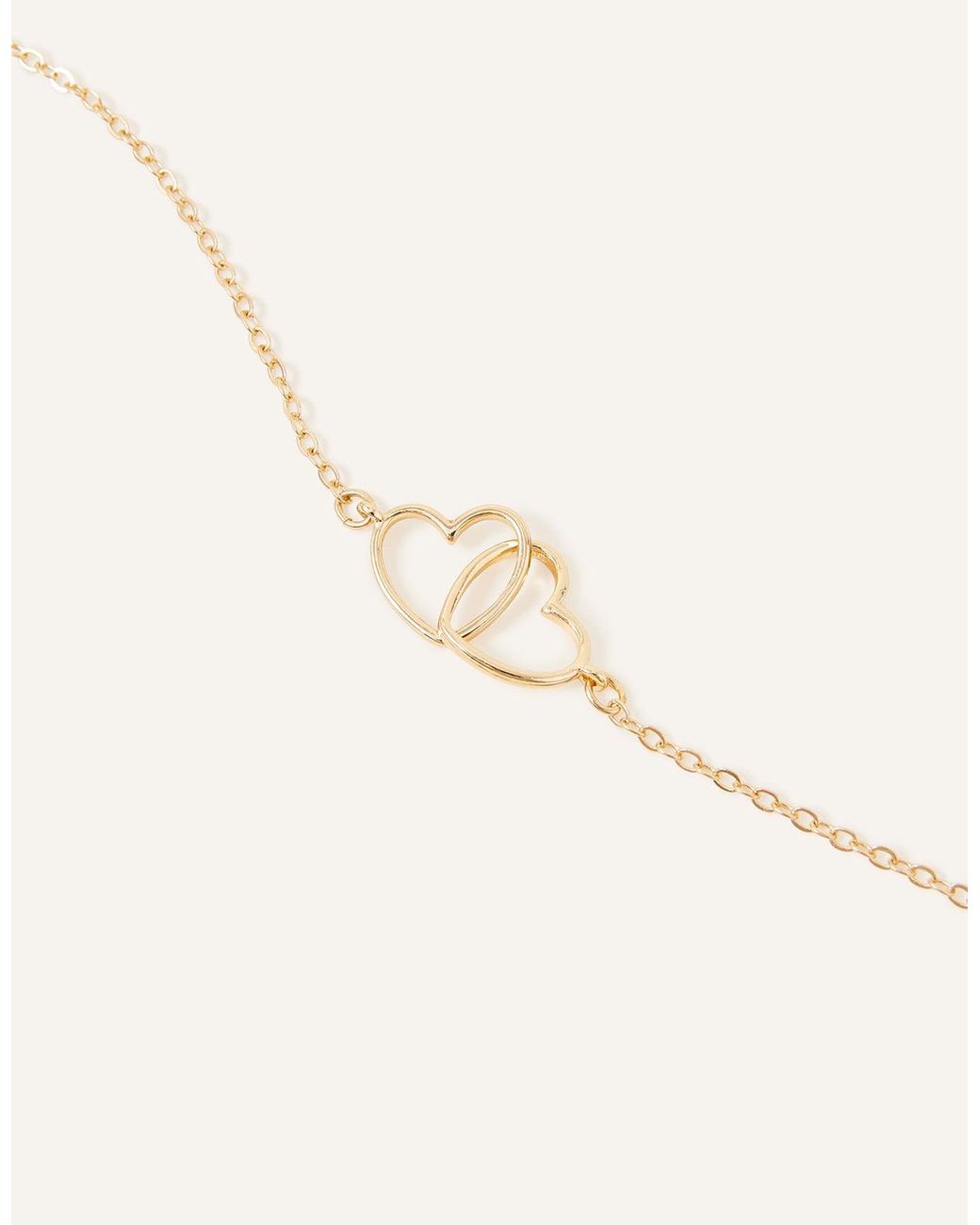 Accessorize Green Linked Heart Pendant Necklace