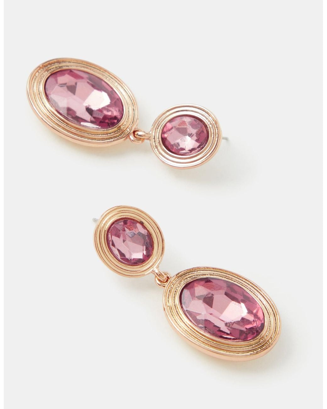 Accessorize Pink Oval Jewel Drop Earrings