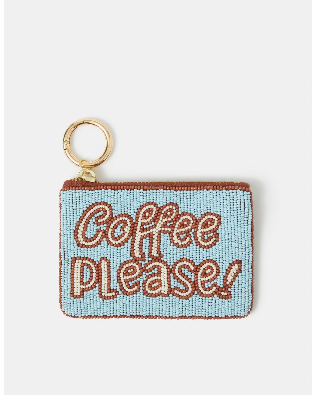 Accessorize White X Good Manners Beaded Coffee Coin Purse