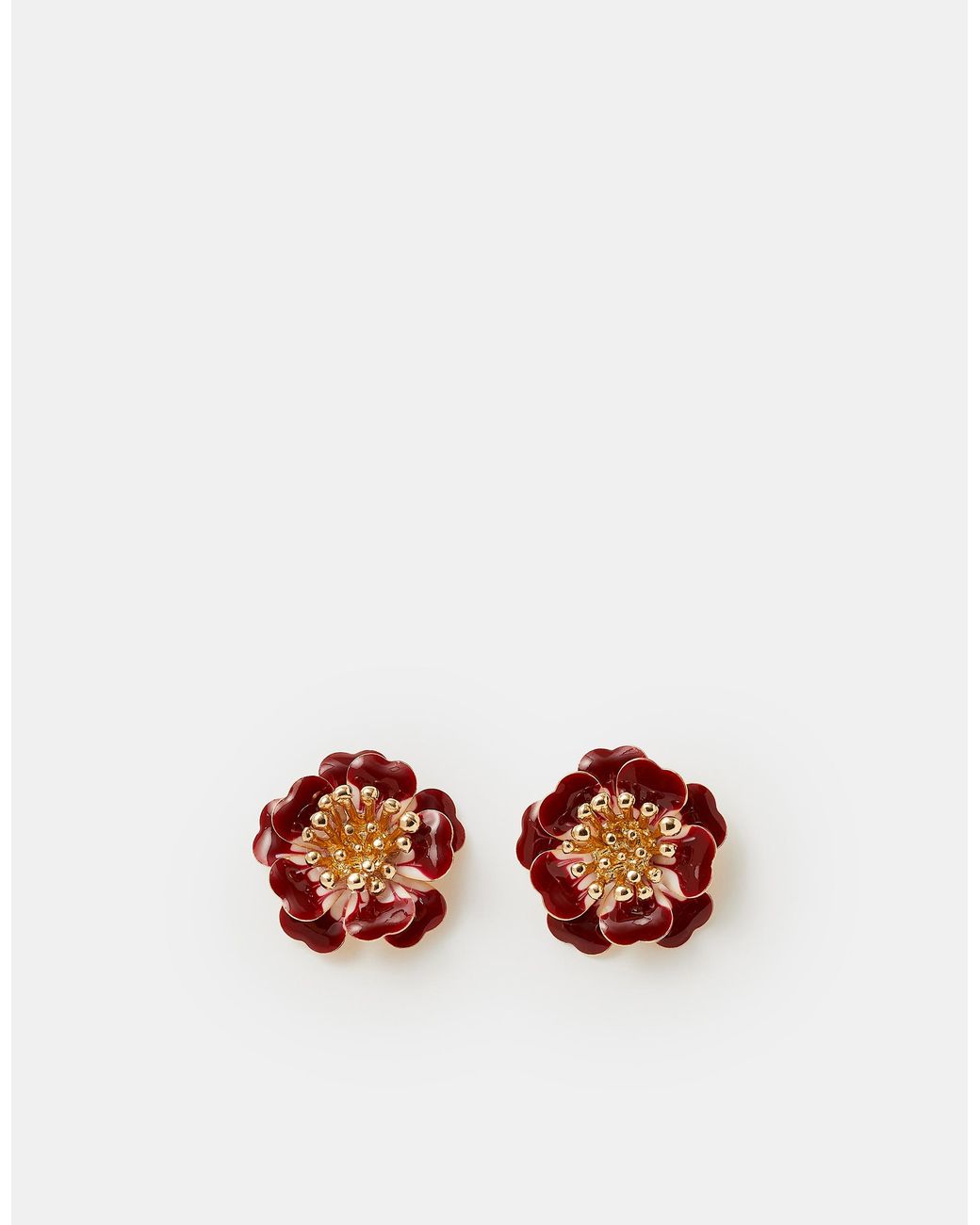 Accessorize Red Enamel Flower Stud Earrings