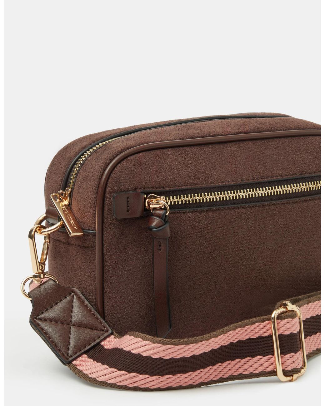 Accessorize Brown Double Zip Crossbody Bag