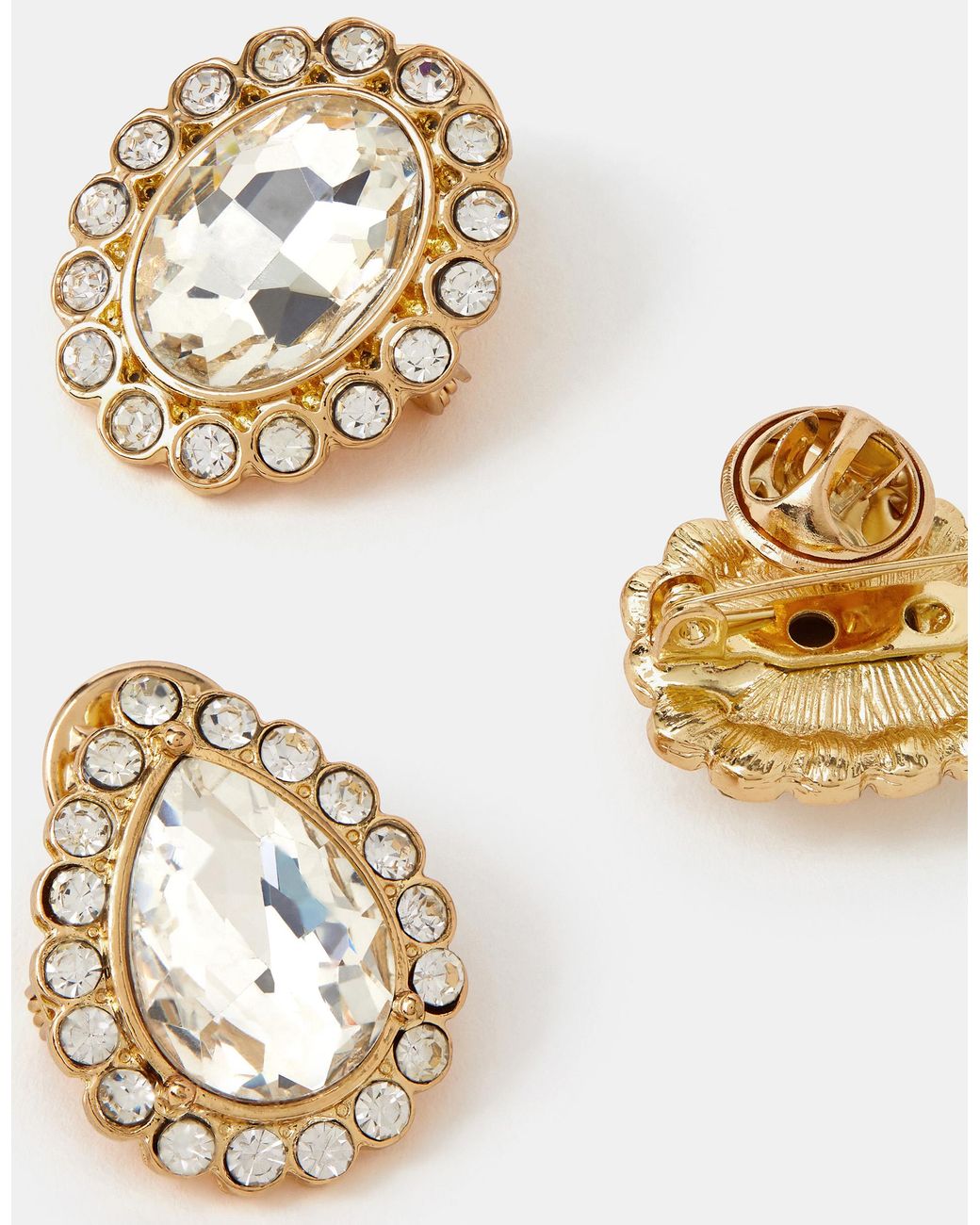 Accessorize White 3-Pack Crystal Brooch Set