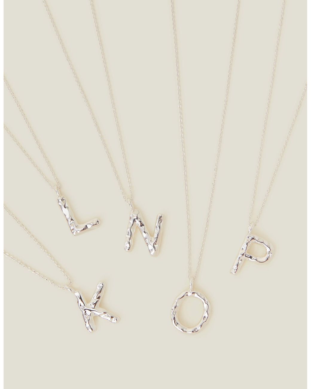 Accessorize White Sterling-Plated Molten Initial Pendant Necklace