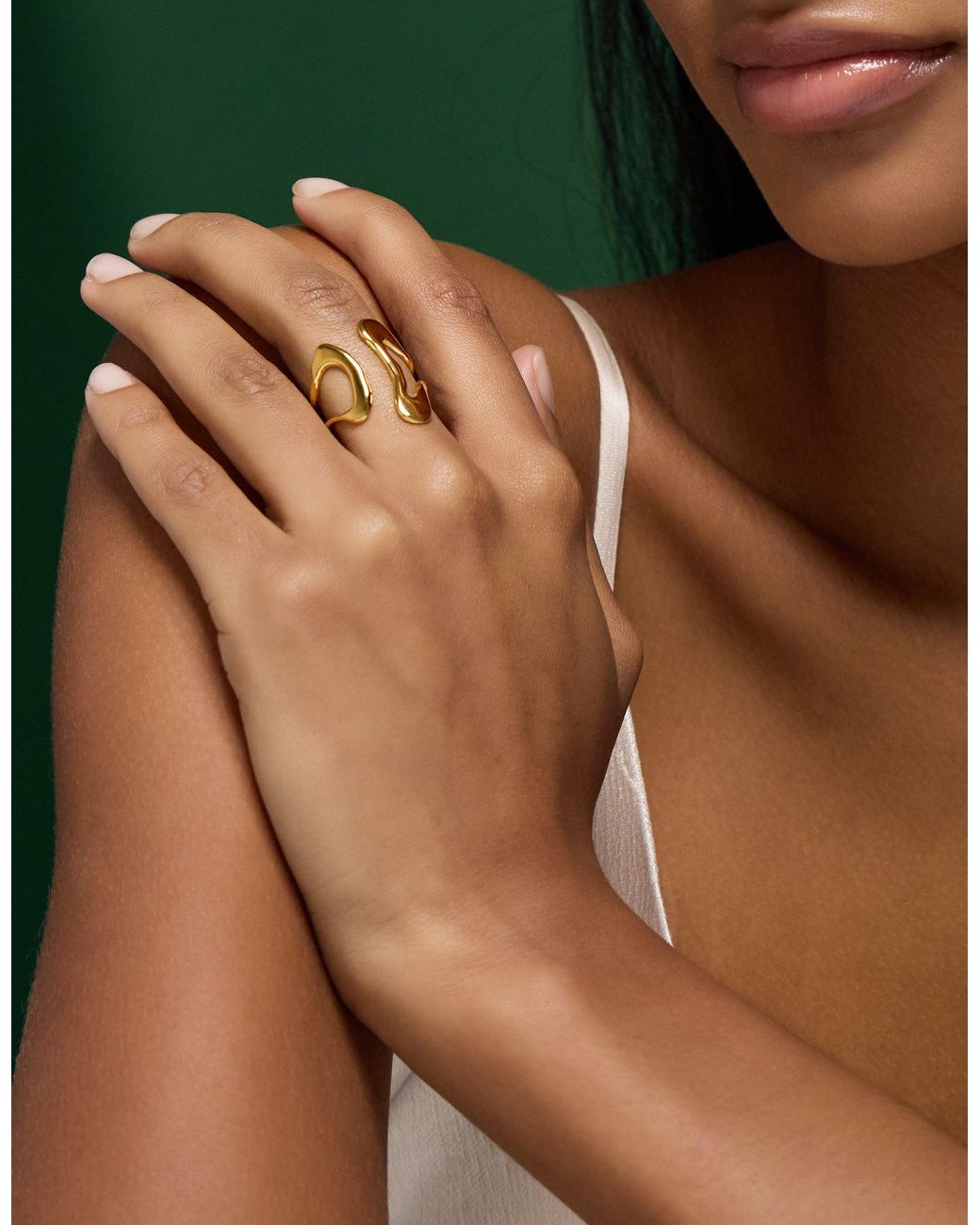 Accessorize Metallic Stainless Steel Fluid Adjustable Ring