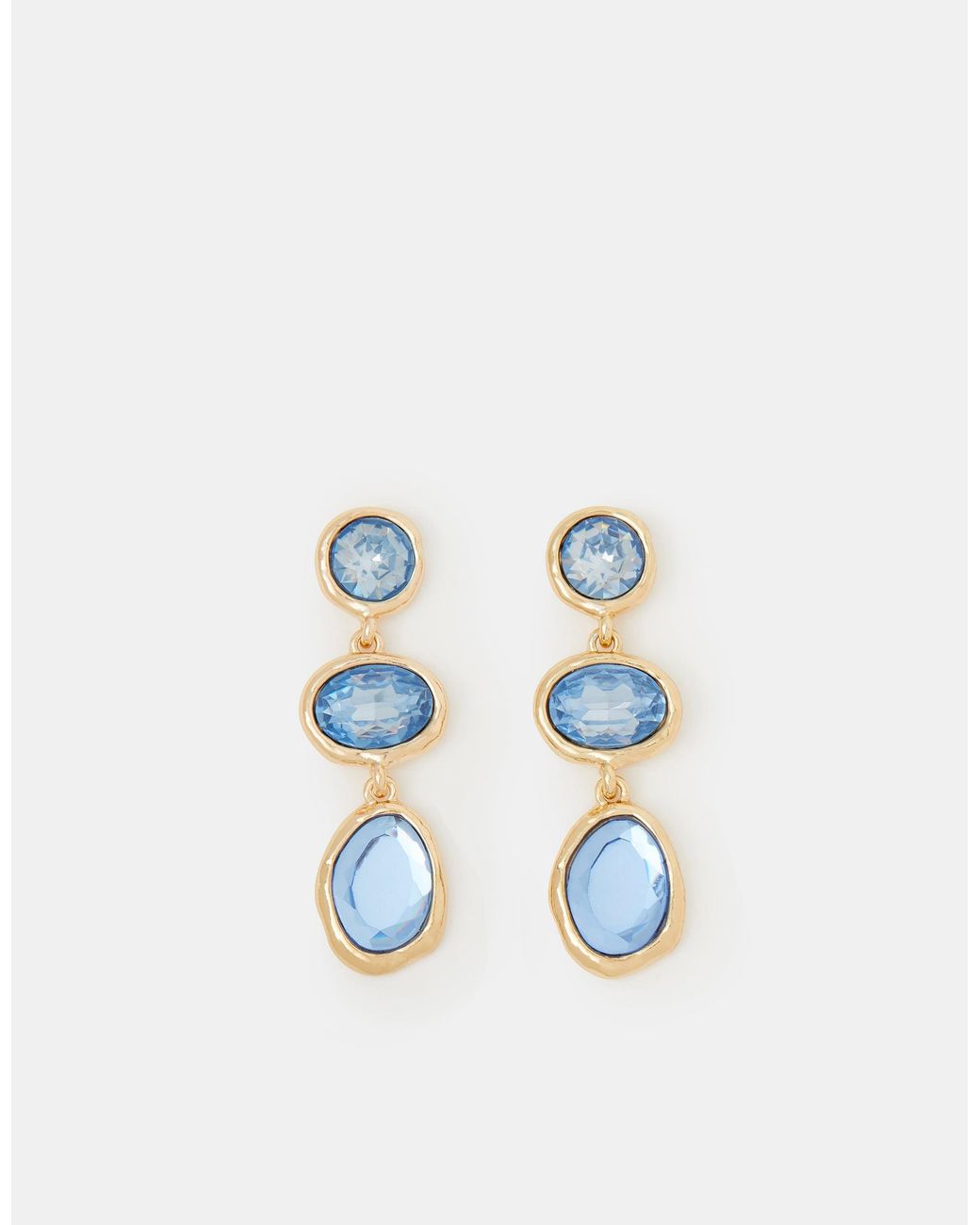 Accessorize Blue Triple Gem Drop Earrings