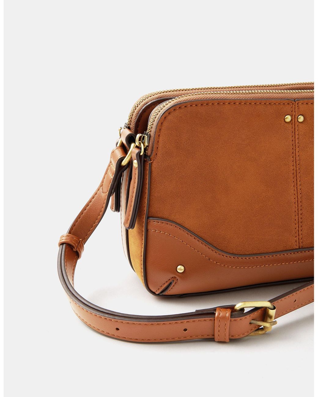 Accessorize Pink Classic Double Zip Crossbody Bag
