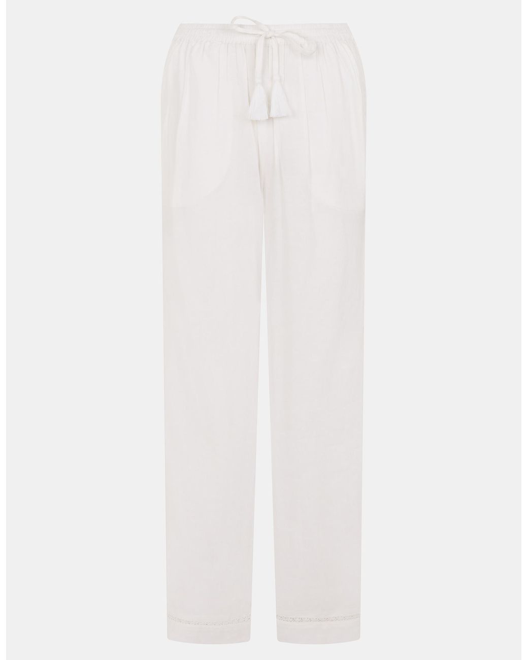 Accessorize White Lace Trim Wide Leg Beach Trousers