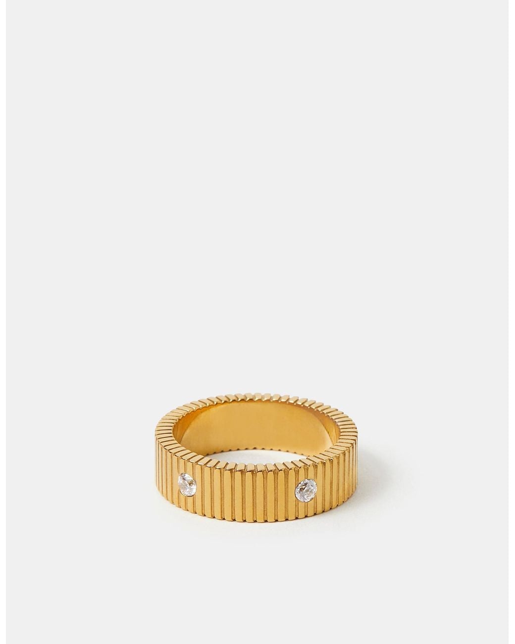 Accessorize Natural Stainless Steel Stone Band Ring