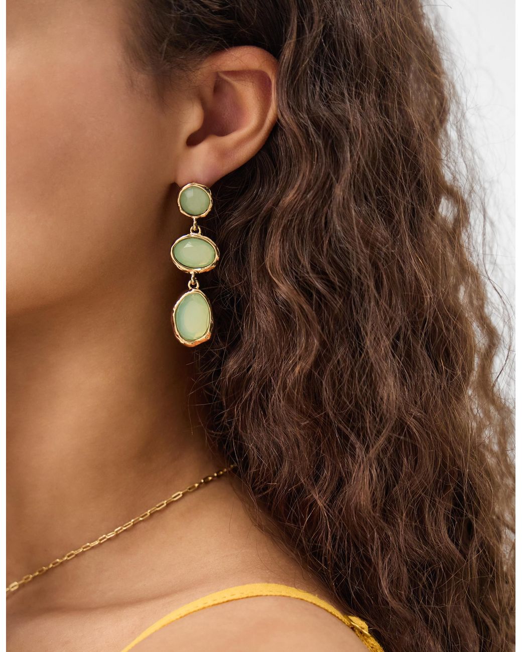 Accessorize Metallic Triple Stone Drop Earrings