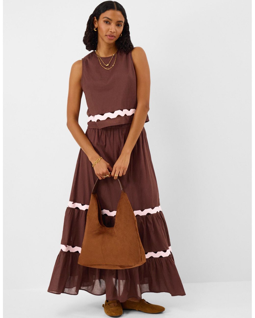 Accessorize Sleeveless Ric Rac Top in Brown | Lyst UK