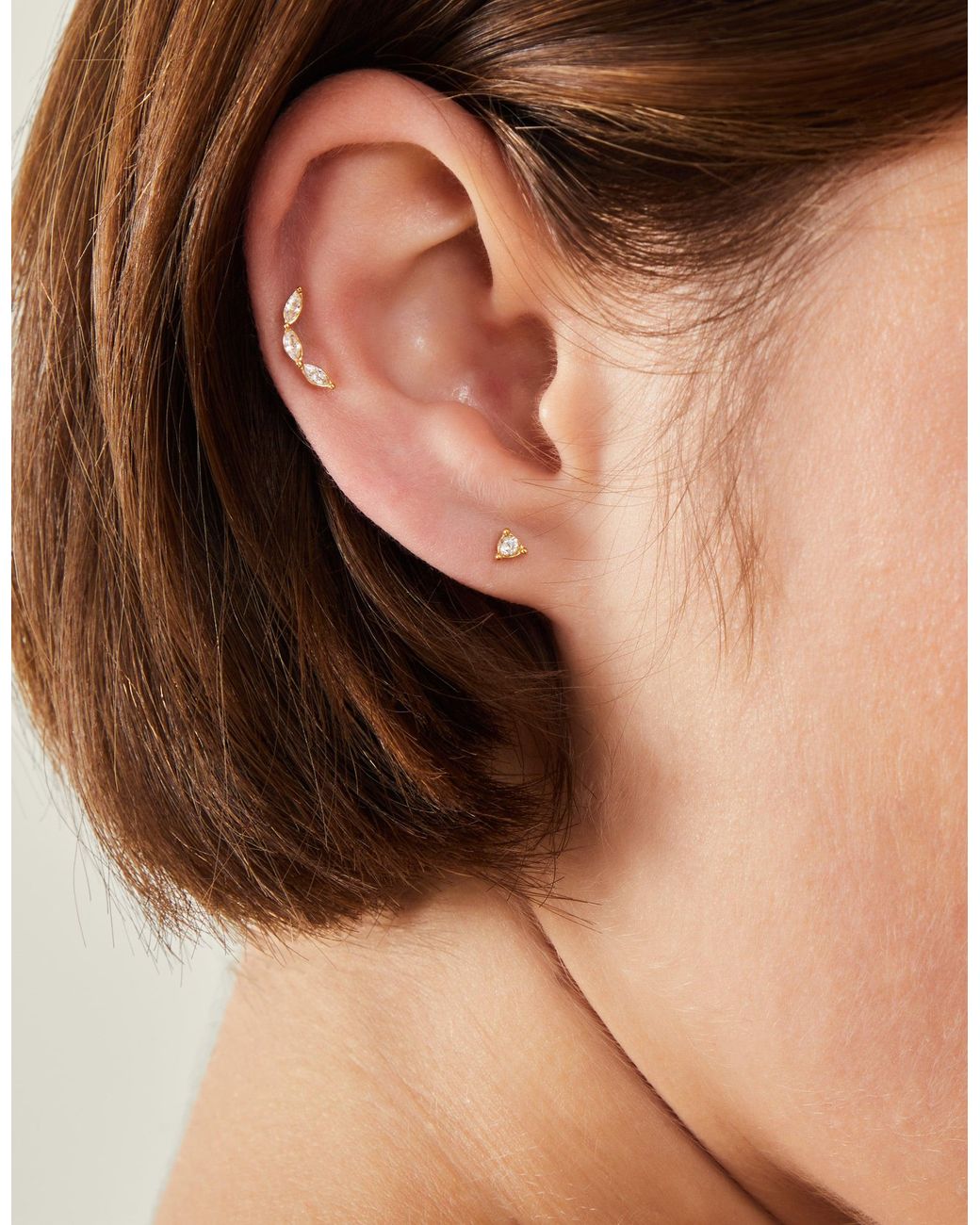 Accessorize Natural 2-Pack 14Ct-Plated Surgical Steel Diamanté Flatback Earrings