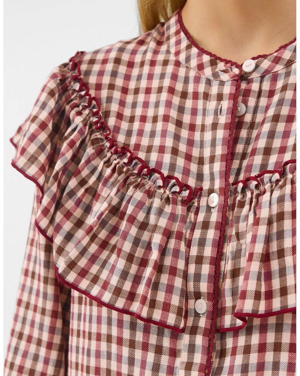 Accessorize Red Ruffle Check Blouse