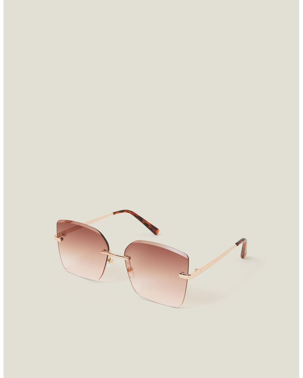 Accessorize Natural Oversized Ombré Rimless Sunglasses