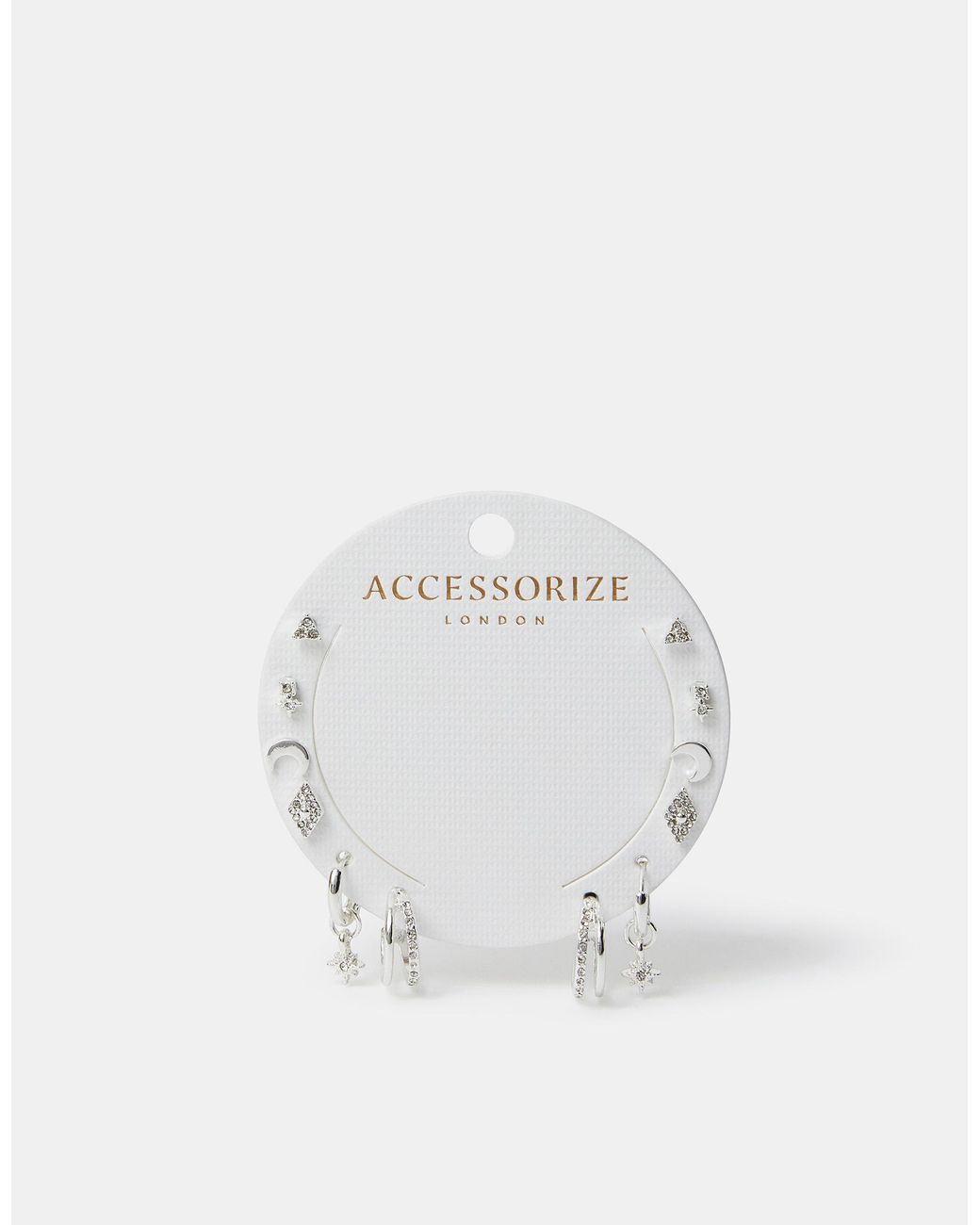 Accessorize Natural 6-Pack Starry Night Stud And Hoop Earrings