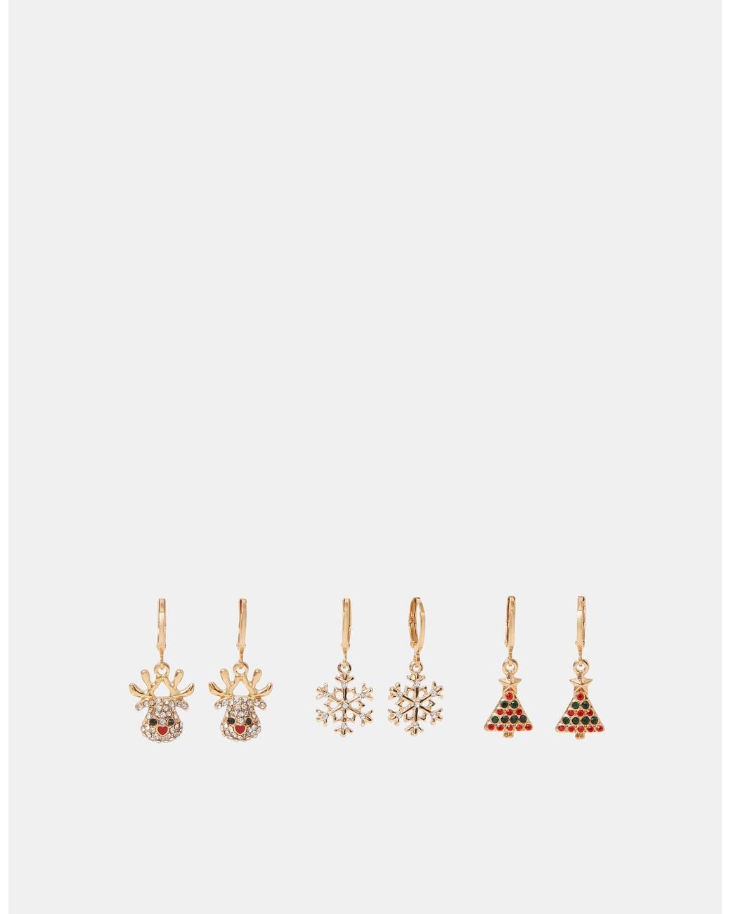 Accessorize Red 3-Pack Christmas Charm Huggie Hoop Earrings