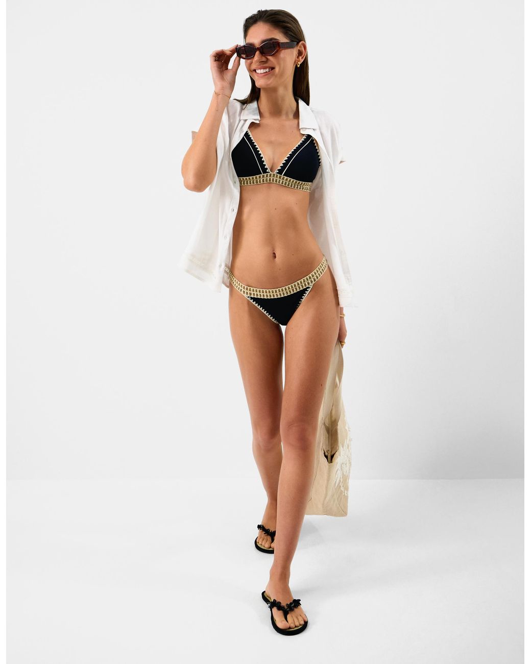 Accessorize Black Glitter Band Bikini Top
