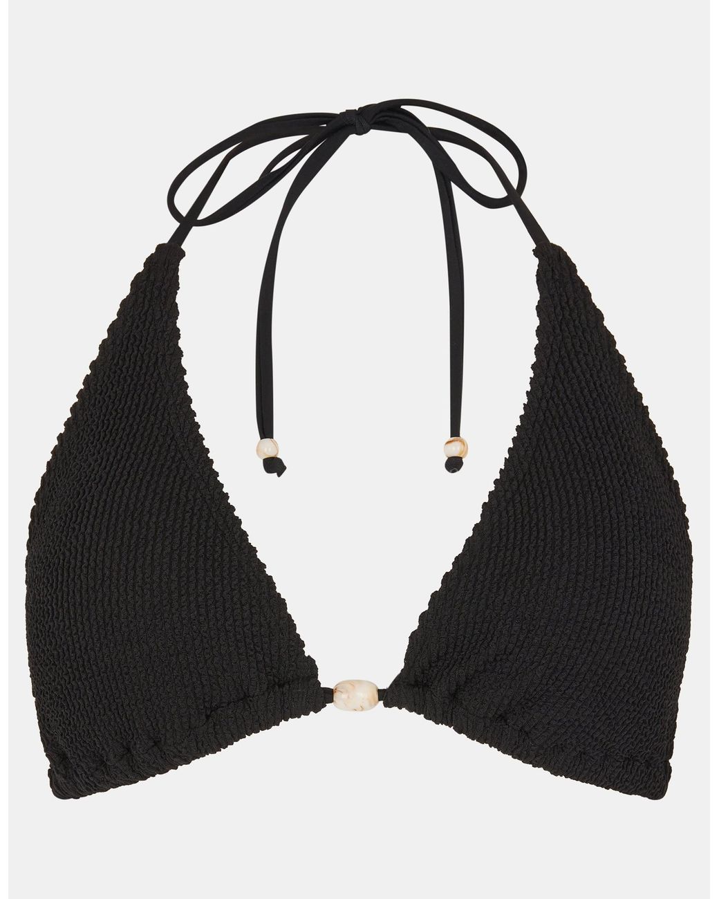 Accessorize Black Seersucker Triangle Bikini Top