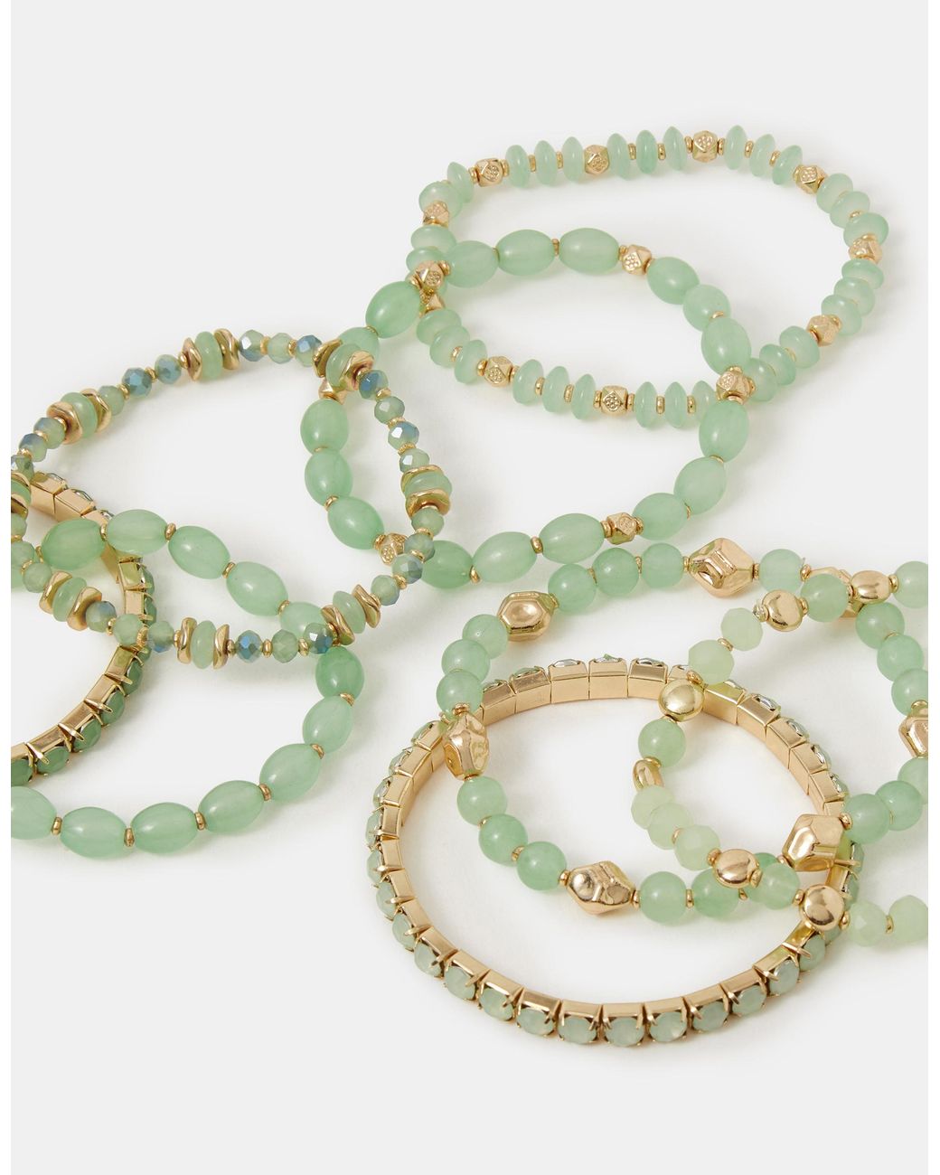 Accessorize Green 11-Pack Bead Stretch Bracelets