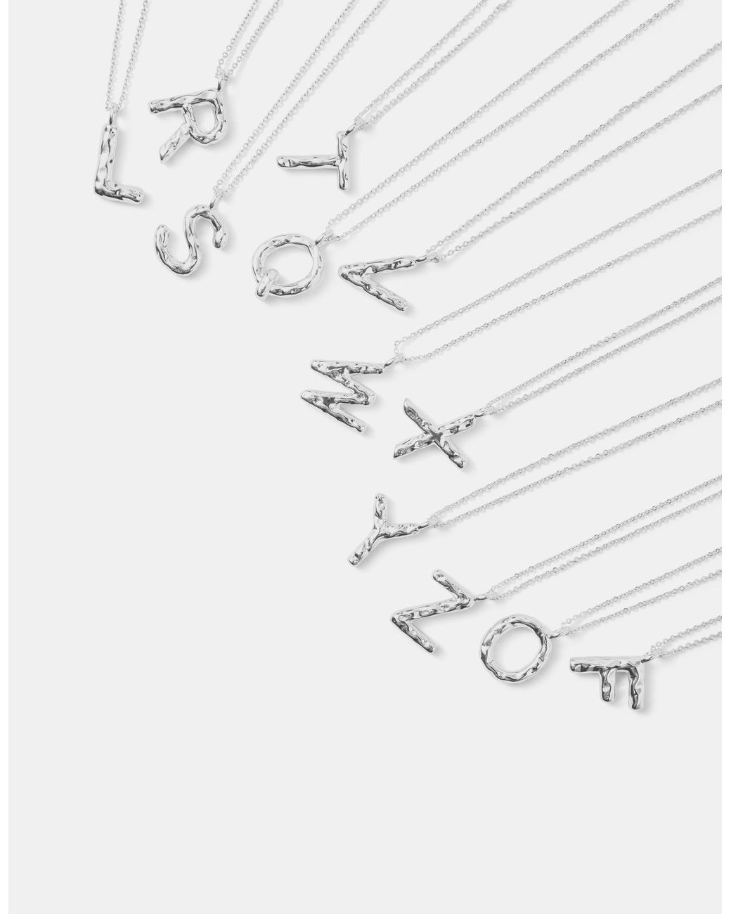 Accessorize White Sterling-Plated Molten Initial Pendant Necklace