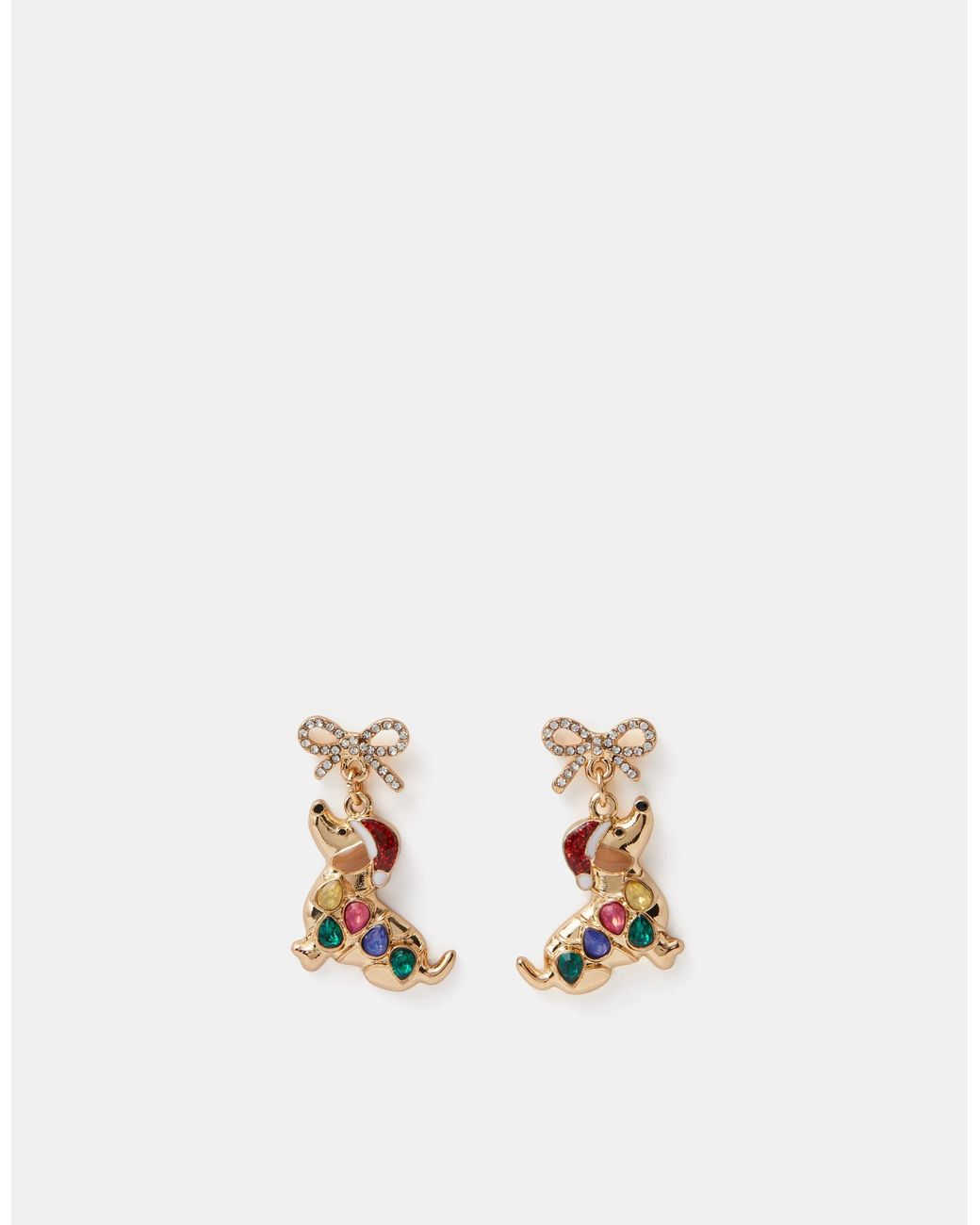 Accessorize White Christmas Sausage Dog Drop Earrings
