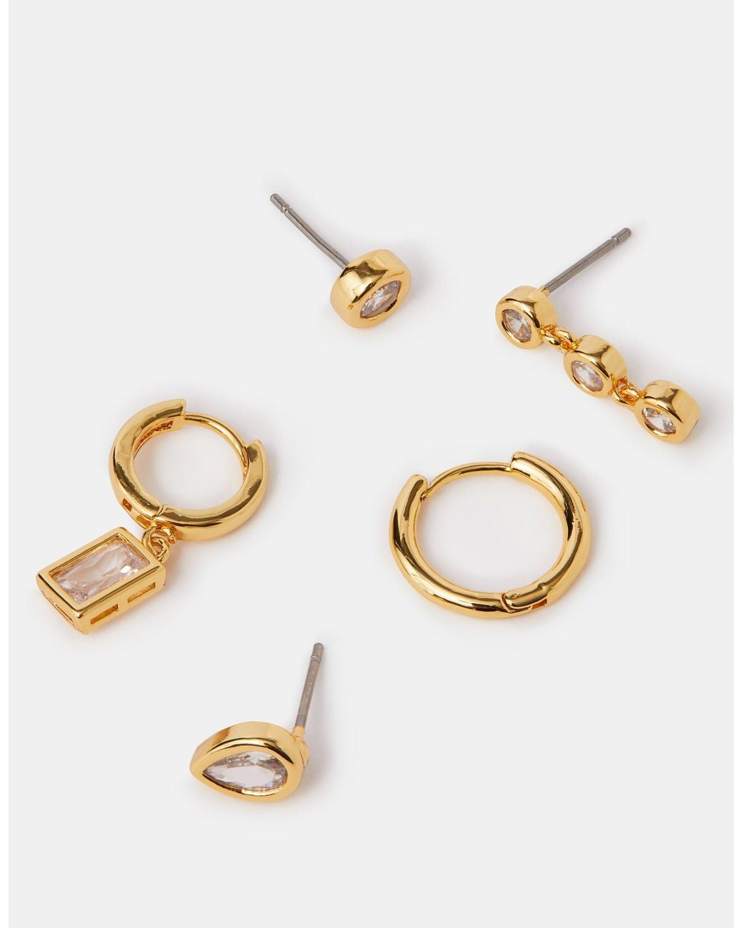 Accessorize Natural 5-Pack 14Ct-Plated Hoop & Stud Earrings