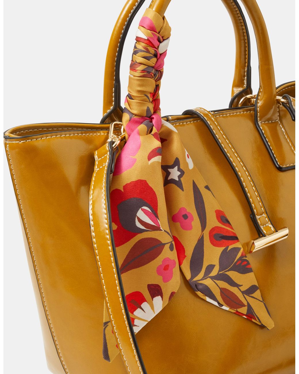 Accessorize Metallic Floral Scarf Patent Handbag