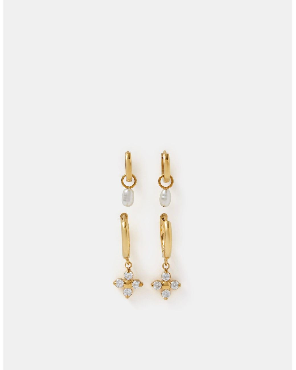 Accessorize Metallic 2-Pack Stainless Steel Drop Hoop Earrings