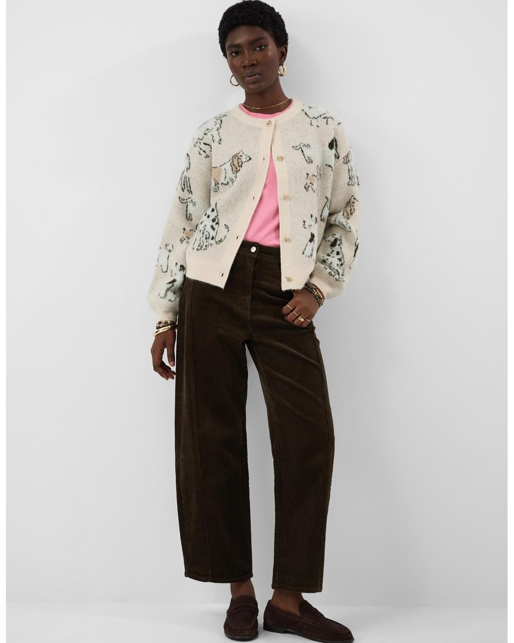 Accessorize Black Corduroy Barrel Leg Trousers