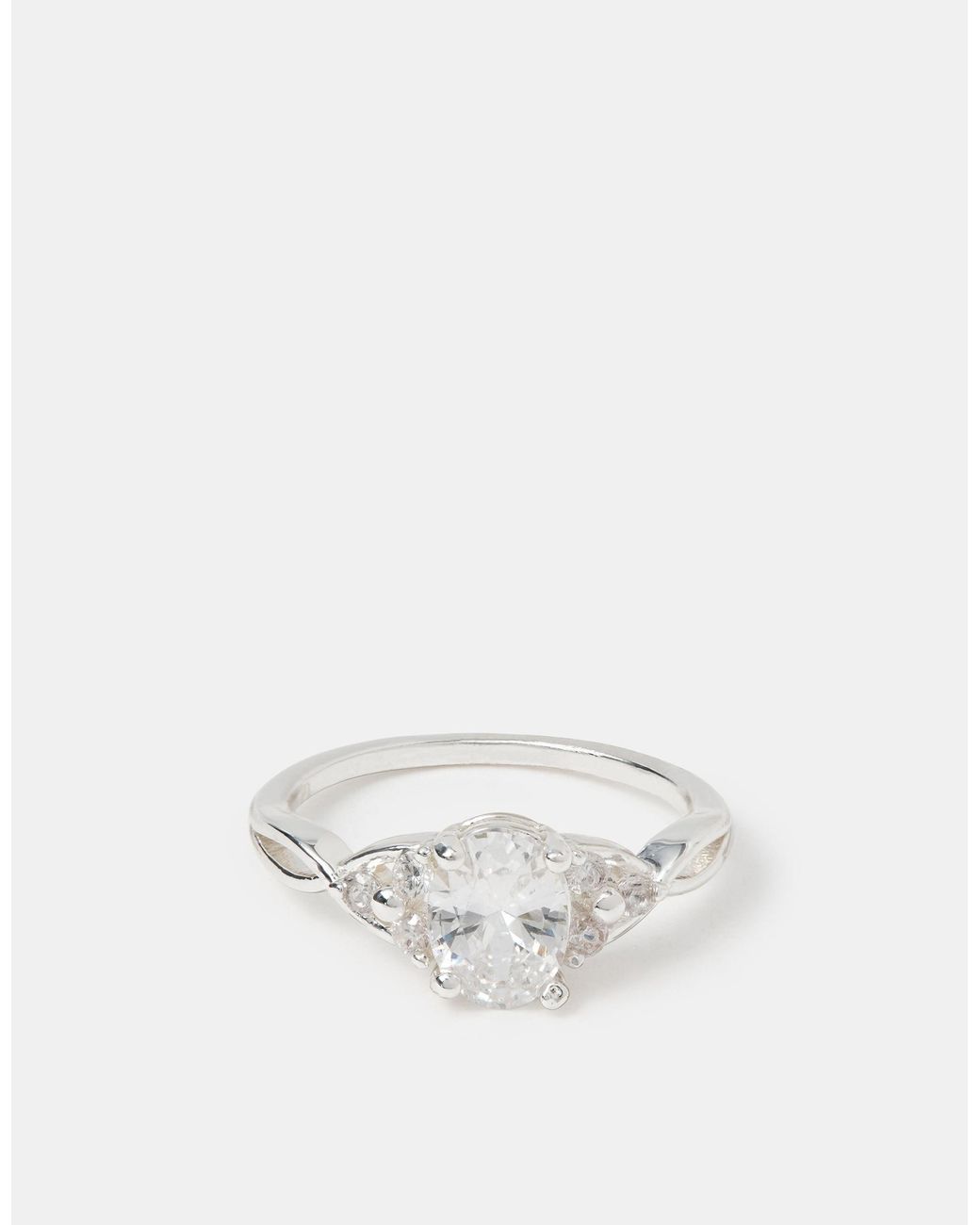 Accessorize White Cubic Zirconia Twisted Engagement Ring
