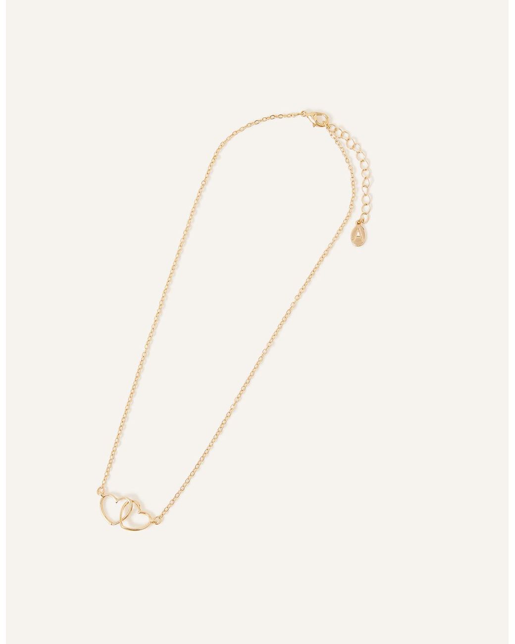 Accessorize Green Linked Heart Pendant Necklace