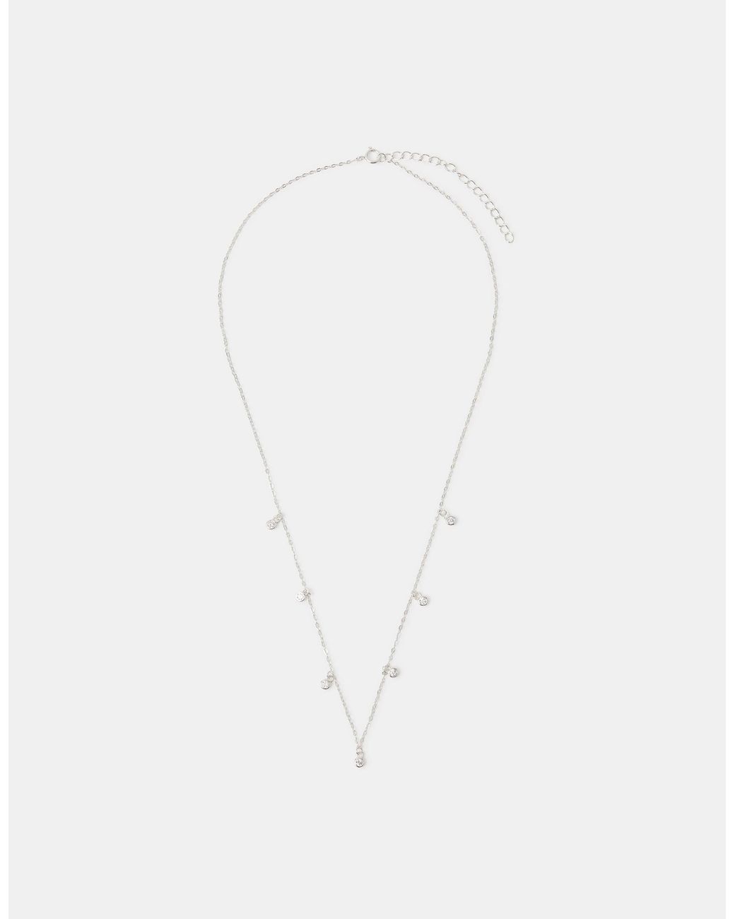 Accessorize White Sterling Stone Station Necklace