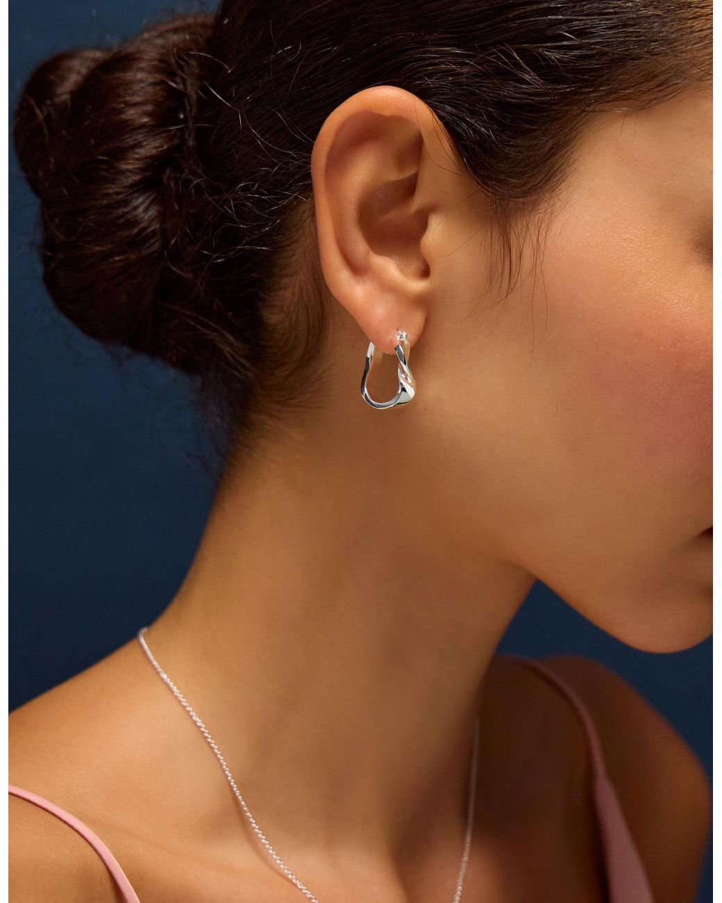 Accessorize White Sterling-Plated Molten Hoop Earrings
