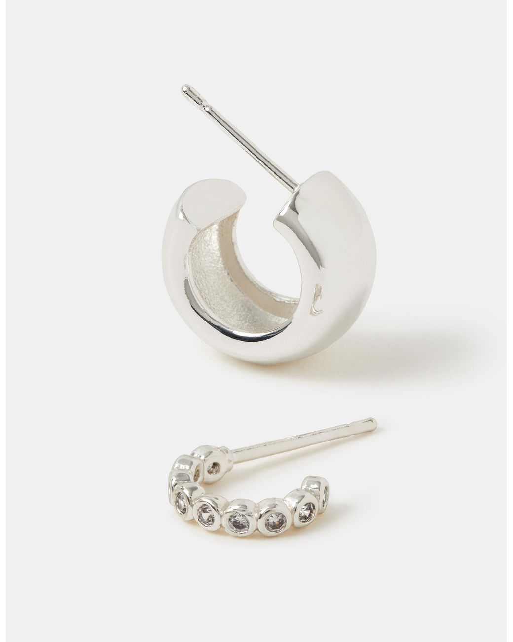 Accessorize White 2-Pack Sterling-Plated Chunky Hoop Earrings