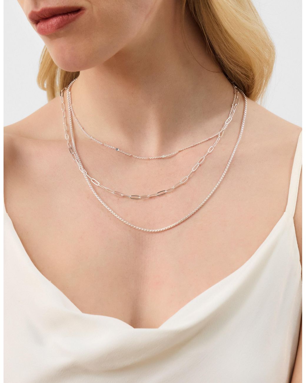 Accessorize White 3-Pack Textured Chain Necklaces
