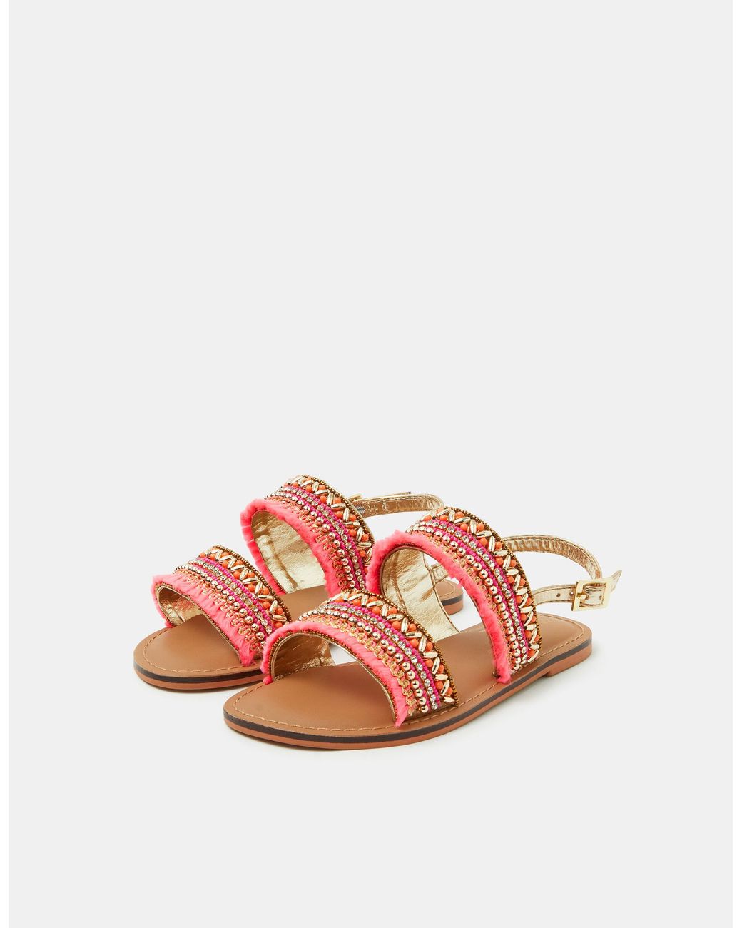 Accessorize Pink Bead Embellished Strap Sandals