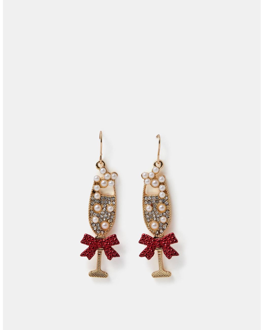 Accessorize Red Christmas Prosecco Drop Earrings